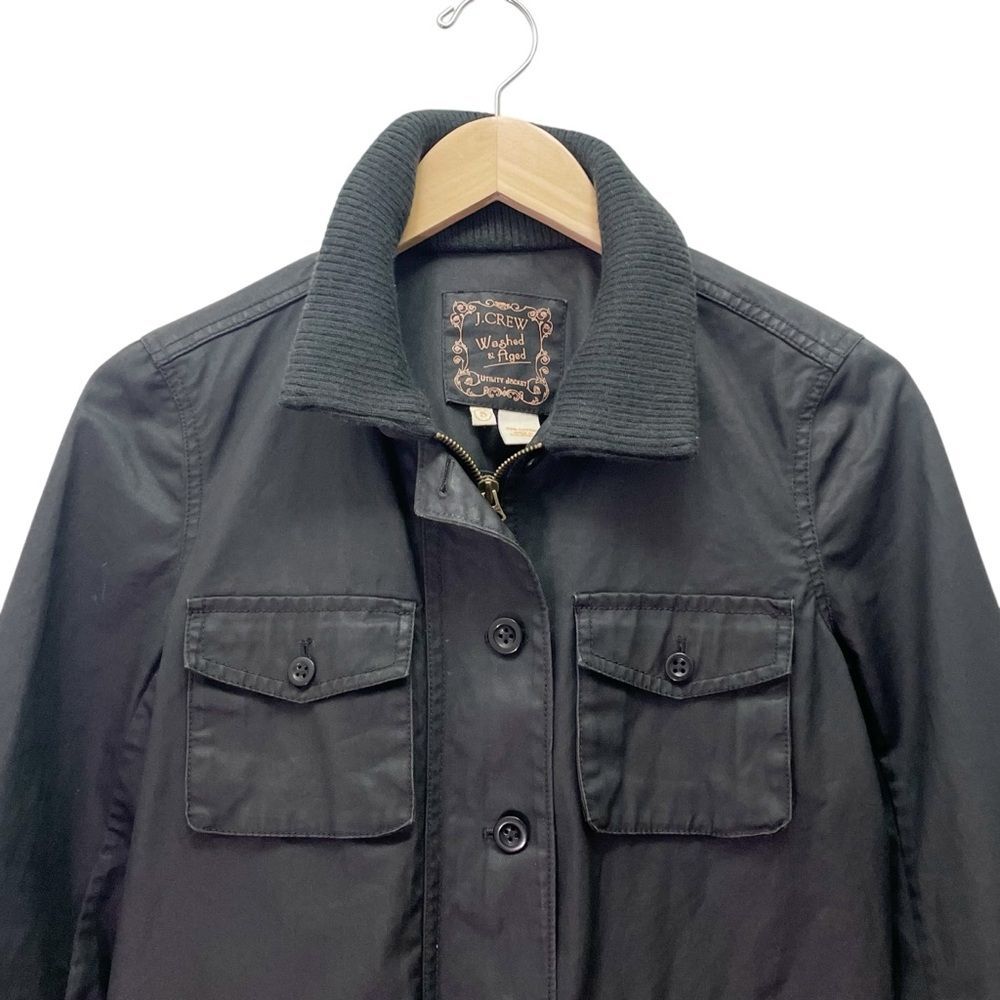 J. Crew Washed & Aged Utility Jacket Black Cotton Field Coat Women’s Size Small - Picture 6 of 10